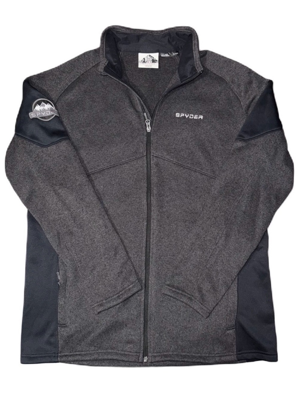 Spyder Empire Performance Sweater Logo Jacket Size XL Pockets Gray Black EUC